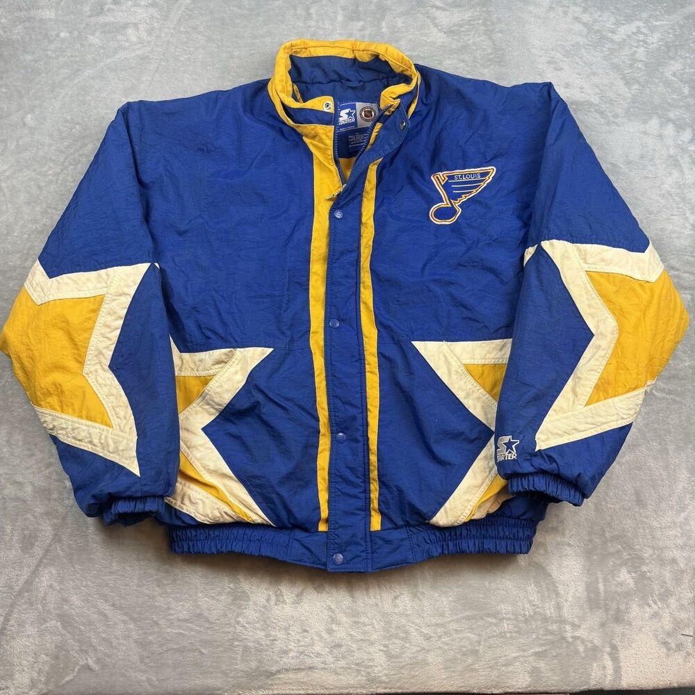 Vintage Starter St. Louis Blues Jacket Men’s XL NHL Blue Yellow Puffer Coat